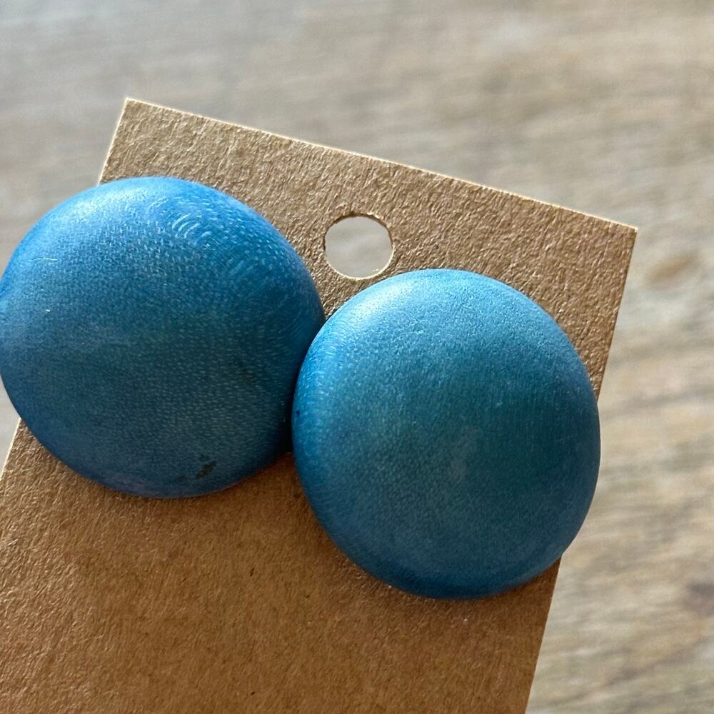 BOGO FREE Blue wooden statement, earrings vintage ￼